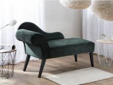 Mini chaise longue en velours vert côté gauche biarritz