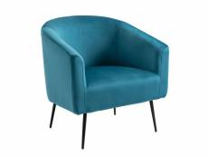 Nordlys - fauteuil de salon scandinave design pieds metal velours bleu canard