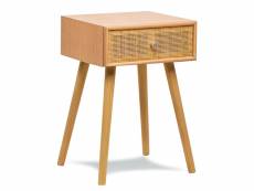 Nordlys - table de chevet nuit appoint scandinave en bois tiroir cannage rotin naturel