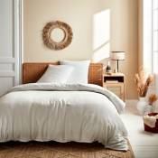 Parure de lit gaze de coton blanc avec taie d'oreiller 240x220 cm
