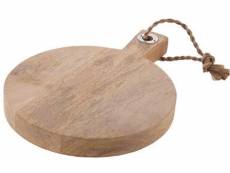 Planche à découper rond en bois avec poignée - dim : l 45 x l 36 x h 3.5 cm - pegane -