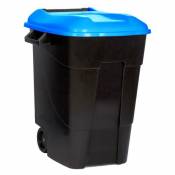 Poubelle à roulettes avec couvercle 100 litres, couvercle en plastique noir, bleu Tayg 420023