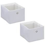 Relaxdays - Boîtes de rangement, petites caisses en tissu, lot de 2, HxLxP : 16 x 20,5 x 25 cm, bacs pliables, blanc