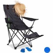 Relaxdays - Chaise de camping pliante repose-pieds
