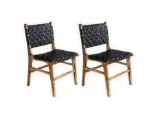 Rimini - lot de 2 chaises en teck et lanières cuir