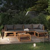 Salon de jardin 6 pcs Ensemble Table et Chaise de Jardin - avec coussin Bois d'acacia solide BV944325