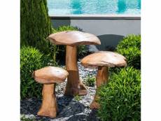 Set champignons en teck deco jardin 70005
