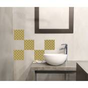 Sticker adhésif 15x15 cm - Décoration intérieure Homestaging - Traits géométriques blancs sur fond jaune - Jaune / doré