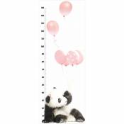 Sticker mural mètre de croissance panda rose - Rose bonbon, noir ébène - Rose bonbon, noir ébène