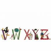 Stickers muraux Impression d'art Leffler Chambre d'enfant lettres de l'alphabet A B C Mur déco autocollant 32x40cm - multicolore