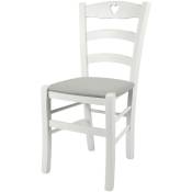 T M C S - Tommychairs - Chaise cuore pour cuisine, bar et salle à manger, robuste structure en bois de hêtre laqué en couleur blanc et assise