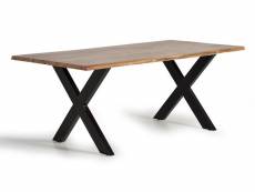 Table à manger en bois d'acacia et métal coloris naturel / noir - longueur 160 x profondeur 90 x hauteur 78 cm