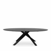 Table à manger ovale en bois et métal noir