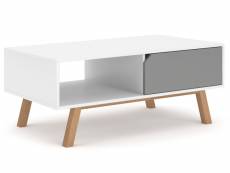 Table basse avec rangements coloris blanc mat / gris