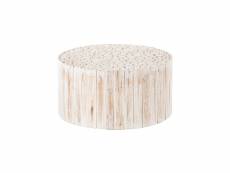 Table basse ronde bois de teck blanc cassé - forini