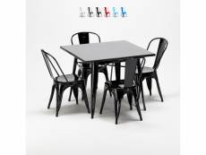 Table carrée + 4 chaises en métal tolix style industriel