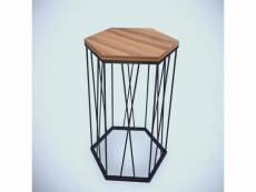 Table d'appoint hexagonale supellex bois naturel et métal noir