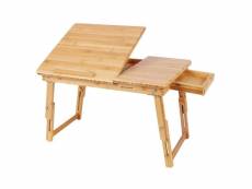 Table de lit pliable en bambou table pour ordinateur portable hauteur réglable avec tiroir dimensions 63,5 cm helloshop26 12_0001518