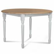 Table extensible ronde bois D105 cm + 1 allonge et Pieds tournés - victoria - Blanc