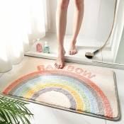 Tapis de salle de bain floqué arc-en-ciel, tapis absorbant
