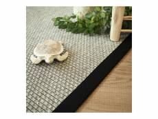 Tapis natté - sumatra silver - ganse coton noir - 200 x 290 cm