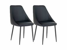 Tinto - lot de 2 chaises simili noir et pieds acier