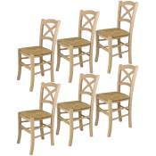 Tommychairs - Set 6 chaises cross pour cuisine, bar et salle à manger, robuste structure en bois de hêtre poli, non traité, 100% naturel et assise en