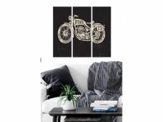 Triptyque fabulosus l70xh50cm motif moto vintage noir et blanc