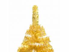 Vidaxl arbre de noël artificiel avec led et boules doré 180 cm pet