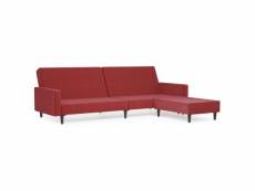 Vidaxl canapé-lit à 2 places avec repose-pied rouge