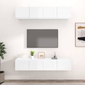 Vidaxl - Meubles tv 4 pcs Blanc brillant 80x30x30 cm