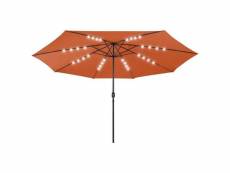 Vidaxl parasol d'extérieur avec led et mât en métal 400 cm terre cuite