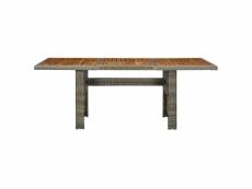 Vidaxl table de jardin marron résine tressée et bois