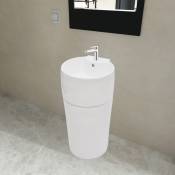 Vidaxl - Vasque à trou de trop-plein/robinet céramique Blanc pour salle de bain