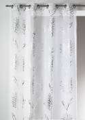 Voilage en Etamine Légère à Impressions Métallisées Fleur - Blanc - 135 x 240cm
