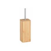 Wenko - Porte brosse wc bois bambou, Brosse wc noire, bois bambou, 10,1x37,5x10,1 cm, marron
