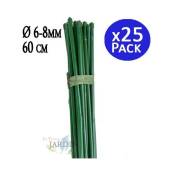 25 x Tuteur en bambou plastifié 60 cm, diamètre de