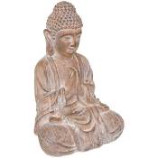 Atmosphera - Statuette Bouddha effet bois H45cm créateur d'intérieur - Lin