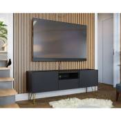 Bestmobilier - Cali - meuble tv - effet marbre - 144 cm - noir / doré - Noir / Doré