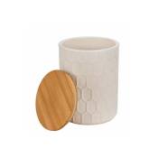 Boîte de conservation Maya, céramique blanche, haute qualité avec structure de tissage, lavable au lave-vaisselle, couvercle en bambou certifié fsc®