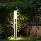 Borne d'éclairage à led avec prise Lumière de chemin d'extérieur avec détecteur de mouvement Lampadaire de jardin Borne d'éclairage à led en acier