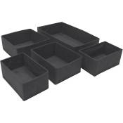 Box And Beyond - Organisateurs de tiroirs - Lot de 5 tailles - Gris Anthracite - 100% fsc Recyclé
