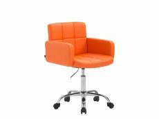 Chaise de bureau à roulettes avec dossier et accoudoirs en synthétique orange fal10156