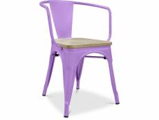 Chaise de salle à manger avec accoudoirs - bois et acier - stylix violet clair