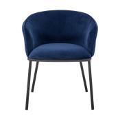 Chaise de salle à manger en velours bleu Cortone -