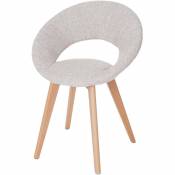 Chaise de salle à manger Palermo iii, fauteuil, design rétro des années 50 ~ tissu, crème/gris