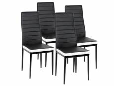 Chaises de salle à manger lot de 4 hombuy en simili cuir - noir blanc
