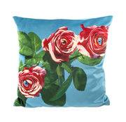 Coussin Toiletpaper / Roses - 50 x 50 cm - Seletti bleu en tissu