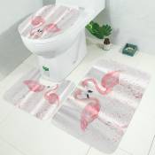 Couverture de toilette tapis antidérapant 3 pièces décor de salle de bain de toilette (ensemble de tapis de salle de bain) Hasaki