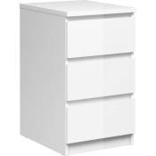 Dmora - Commode à trois tiroirs, coloris blanc brillant, 40 x 70 x 50 cm